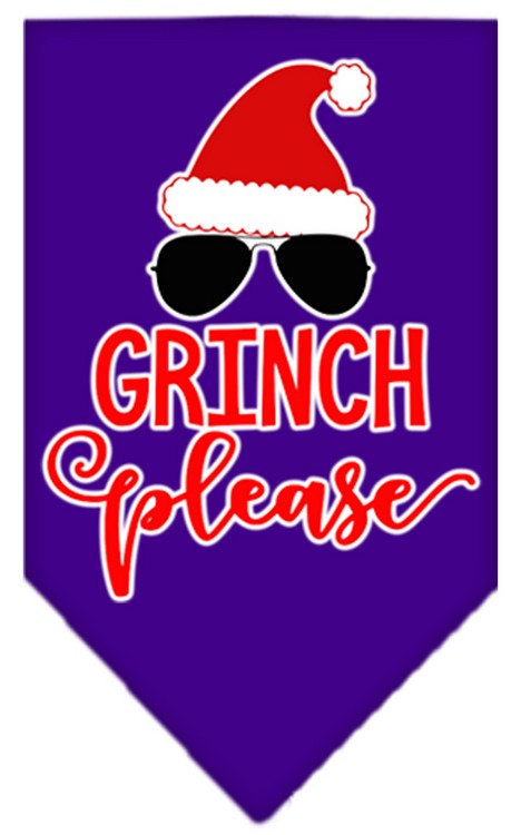 Grinch Please Screen Print Bandana Purple Large